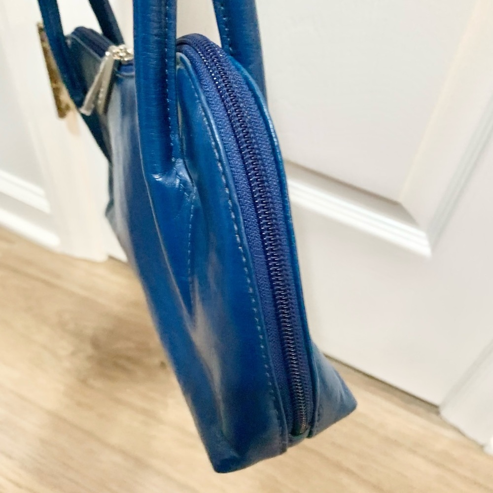 Y2k HOBO International Polished Leather East West Shoulder Bag - Blue - NWOT - Picture 2 of 10